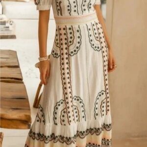 Bohme White Embroidery Maxi Dress.